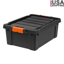 Heavy Duty Plastic Storage Bins W/ Lids Stackable Containers Tools & Gear New