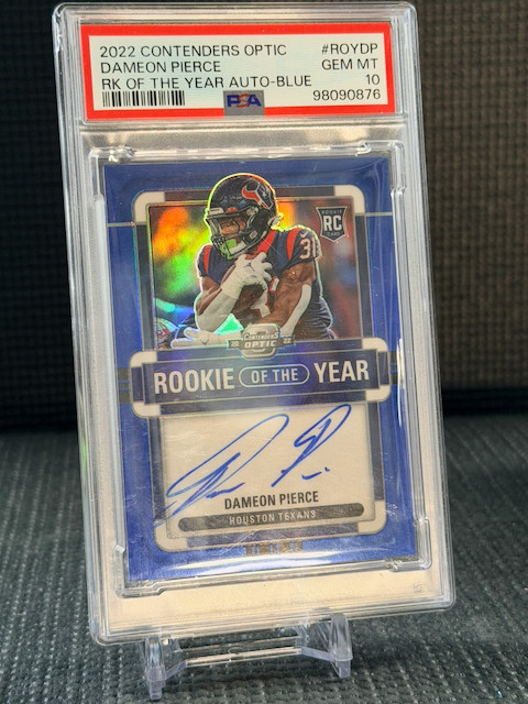 2022 Contenders Optic - ROTY, Dameon Pierce - #ROYDP, Blue, AUTO, /60, PSA 10