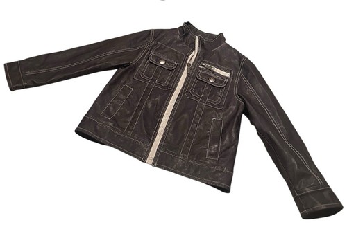 Urban Republic Jungen Motorradjacke schwarz Kunstleder Größe 5/6