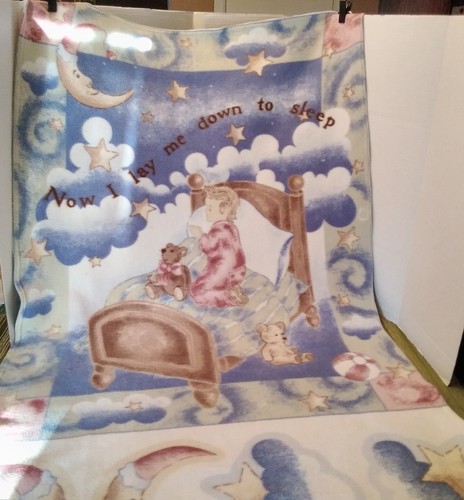 Vintage Baby Blanket "Now I Lay Me Down To Sleep" Nursery Crib 55x34"