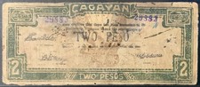 1942 PHILIPPINES-CAGAYAN EMERGENCY PAPER MONEY - 2 PESOS BANKNOTE!
