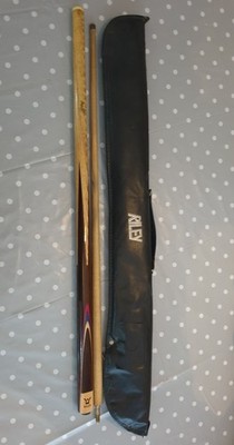 Vintage Riley Steve Davis Signature 2-teiliges Snooker Queue 57'' Eschenschaft + Etui