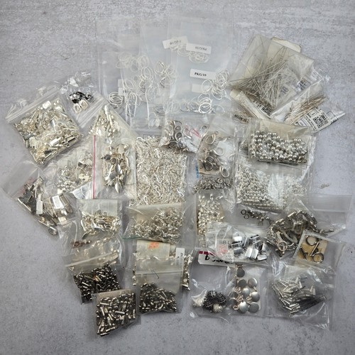 Jewelry Findings Bulk Lot Silver Tone Bails Clasps Headpins Beads Reseller Lot