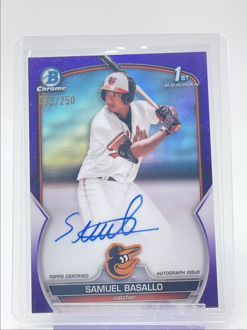 SAMUEL BASALLO 2023 BOWMAN CHROME 1ST PURPLE REFRACTOR AUTO /250 Q2885