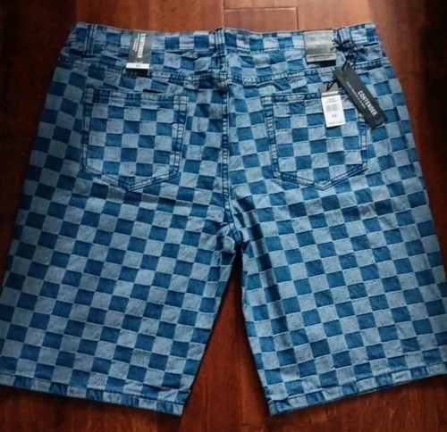 Pantalones cortos de mezclilla a cuadros Contender para hombre talla 42 azul índigo nuevos con etiquetas - Imagen 4 de 6