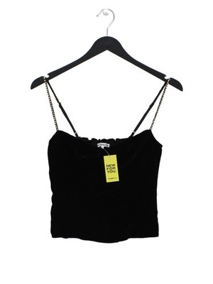 Reformation Damen Top UK 8 Schwarz Viskose mit Seide Ärmellos Rundhals Cropped