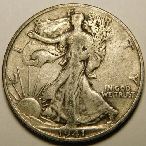 1941 S Walking Liberty Half Dollar 90% Silver VF   "As Pictured-Not Cleaned"