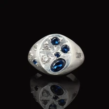 Blue Sapphire Engagement Ring 925 Sterling Silver Handmade CZ Gemstone Jewelry