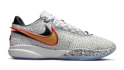 Mens Size 13 Nike LeBron 20 The Debut White Black Gold Red Gray Shoes DJ5423-100 s-l400.jpg main image 4