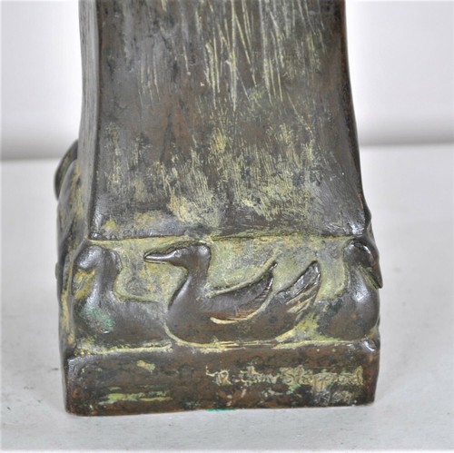 Robin Shippard, fillette au chiot, bronze signé et daté 1901 - Picture 10 of 12