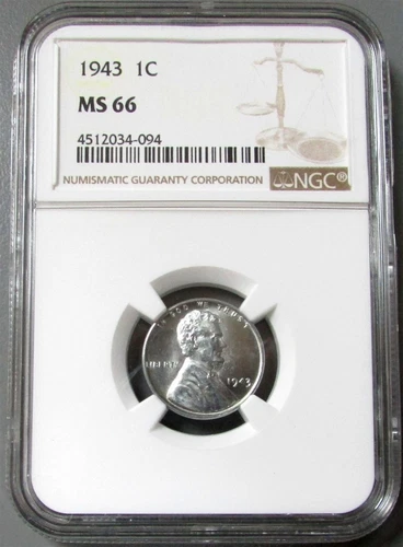 1943 LINCOLN WHEAT CENT PENNY NGC MINT STATE 66