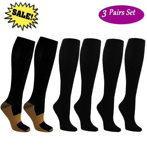Compression Socks 3 Pairs Leg Support Stockings Pain Relief Fr Men Women S-XXL - Picture 14 of 15