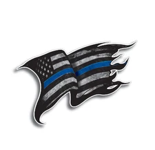 Thin Blue Line Police Officer Blue Lives Matter American USA Flag decal sticker 