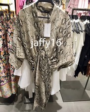 ZARA NEW WOMAN SNAKE PRINTED DRAPED DRESS V-NECK MIDI XS-XL REF. 2898/804