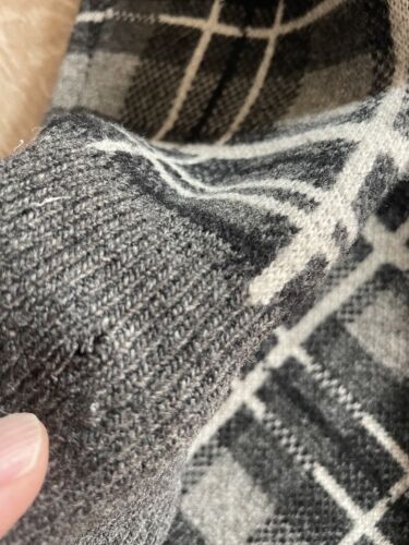 Club Monaco Men’s Lambswool Cardigan L Plaid Gray Thick Classic Grandpa *Read* - Picture 11 of 18