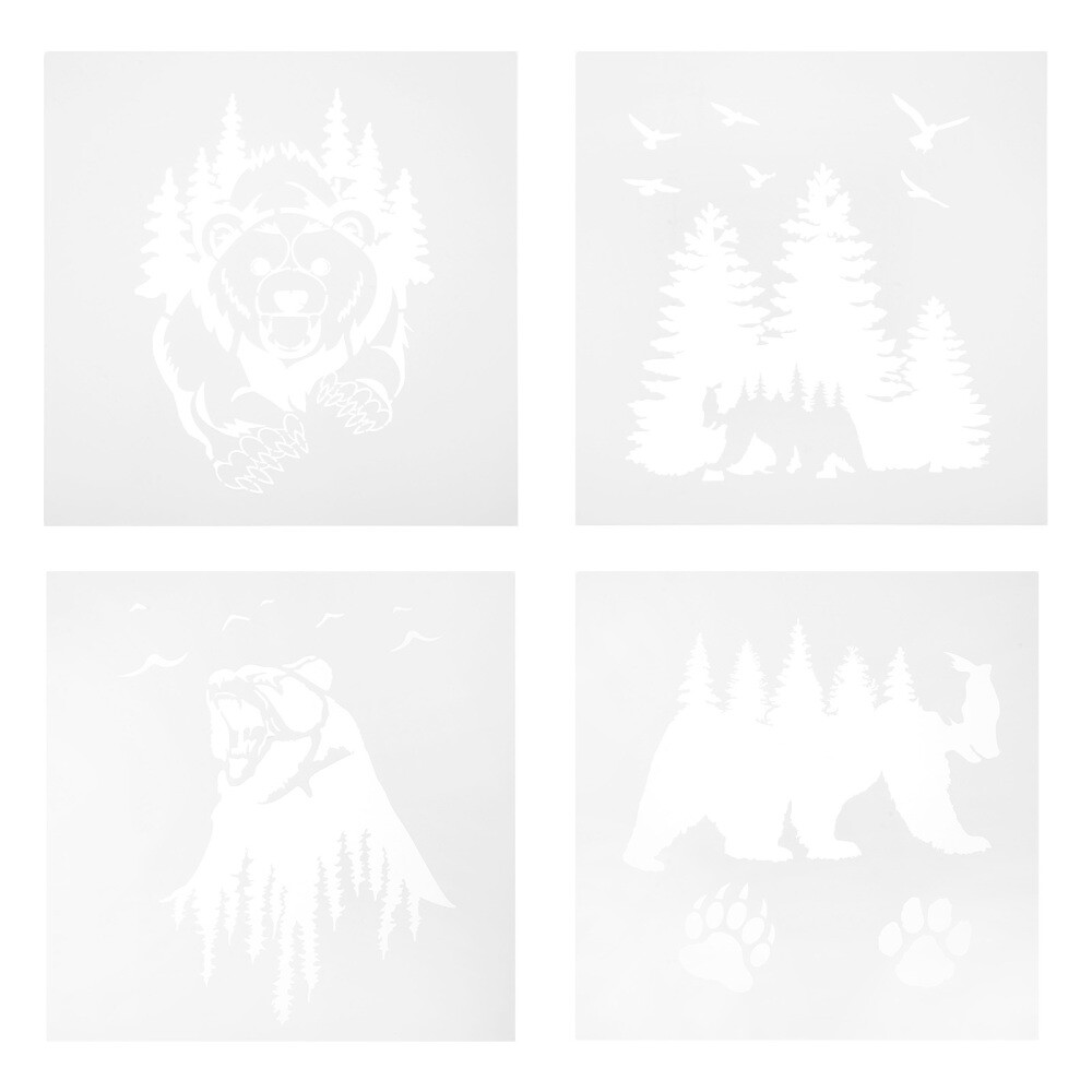 4 Pcs DIY Painted Tools Drawing Stencils for Adults Bear Painting