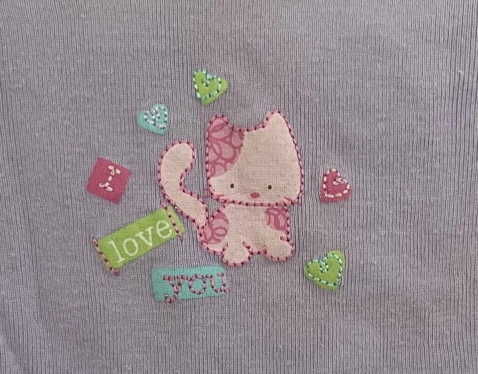 Body Carters Bebé Niña Lindo Gato Gráfico 100% Algodón Manga Corta Púrpura 0-3M Foto 3 de 4