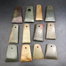 12PCS China Old Natural HeTian Jade Hand-Carved Statue Axe Pendant,F530