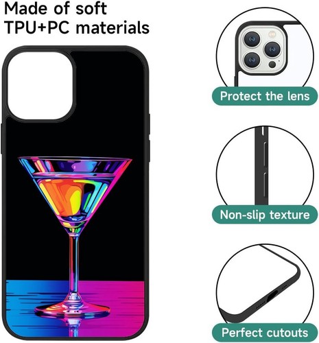 For iPhone 6 7 8 11 12 13 14 15 pro max cartoon design martini glass Covers - Picture 9 of 25