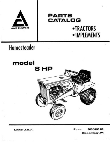 1971 Tracteur & implements manuel pièces de service Deutz Homesteader 8HP - 9002