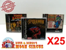 25x SONY PS1 PLAYSTATION ONE CIB CD - CLEAR PROTECTIVE BOX PROTECTOR SLEEVE CASE