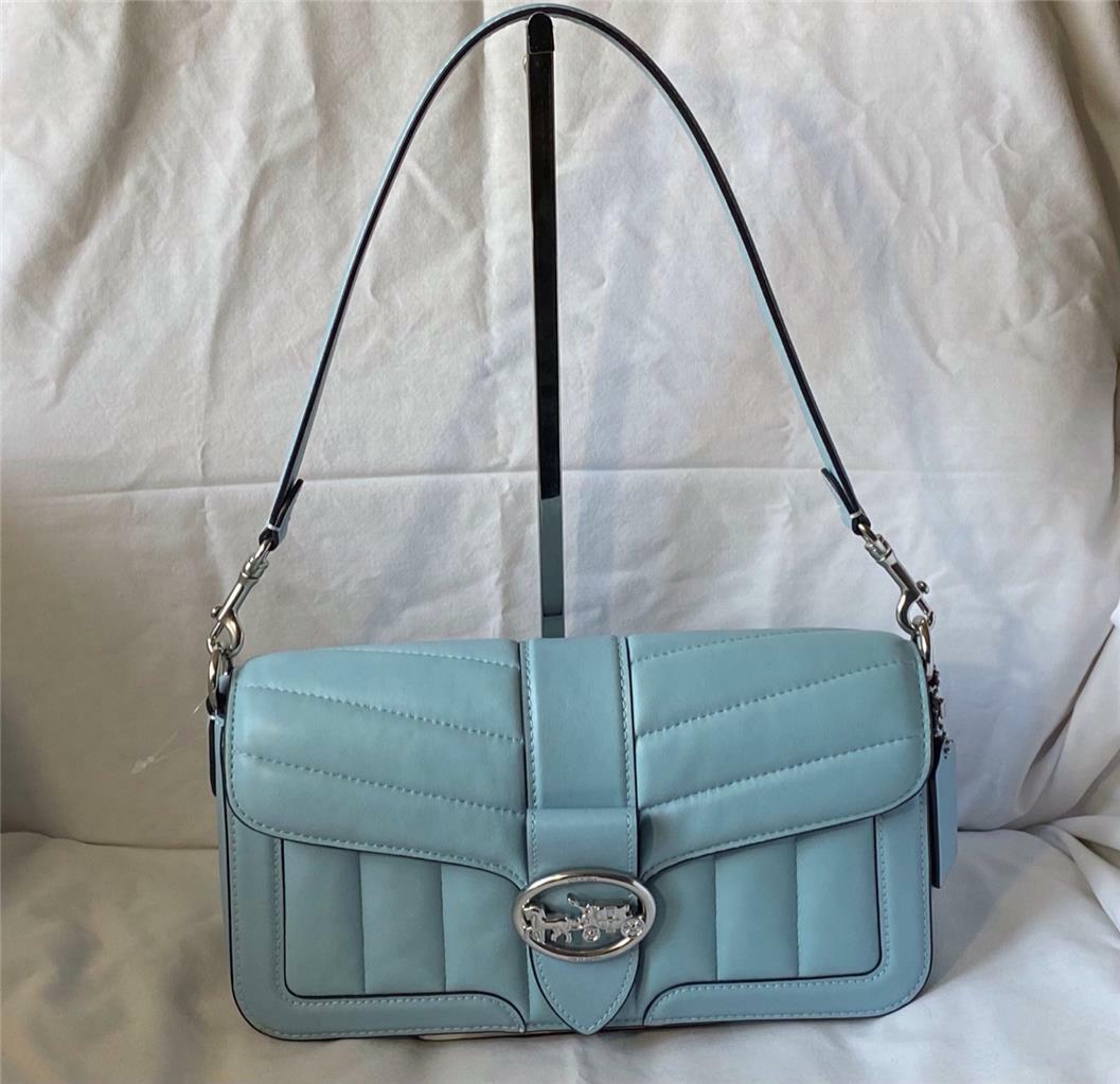 COACH GEORGIE SHOULDER BAG W/PUFFY QUILTING in Silver/Waterfall