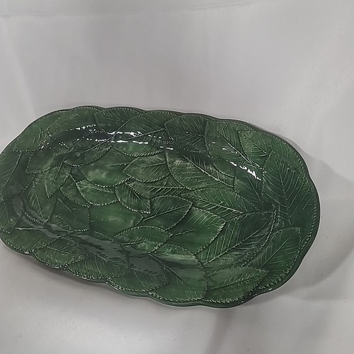 Vintage Italian Vietri Foglia Leonardo Lemon Leaf Pattern 16” Oval Platter - Picture 3 of 11