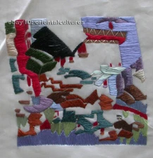 Chinese 100% hand embroidered silk suzhou embroidery art:farmer in labor 4.73inc