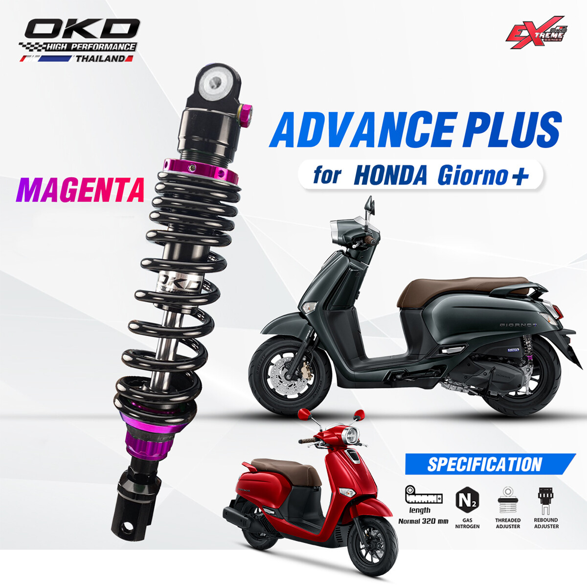 Advance Plus 320mm Purple Gas Shocks Absorber Fits Honda Giorno