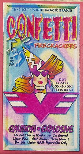 Vintage ☆ CONFETTI ☆ Firecracker Label ☆ 1 1/2" x 16's ☆ L@@K!