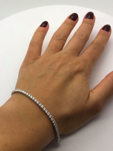 PULSERA DAMA TENIS DE LUJO DIAMANTES 4,00 QUILATES ORO BLANCO 18 QUILATES *GOY207 - Imagen 3 de 12