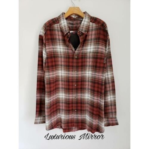 Wolverine Mens Button Front Shirt Red Plaid Cotton Flannel Long Sleeves XL New - Picture 1 of 8