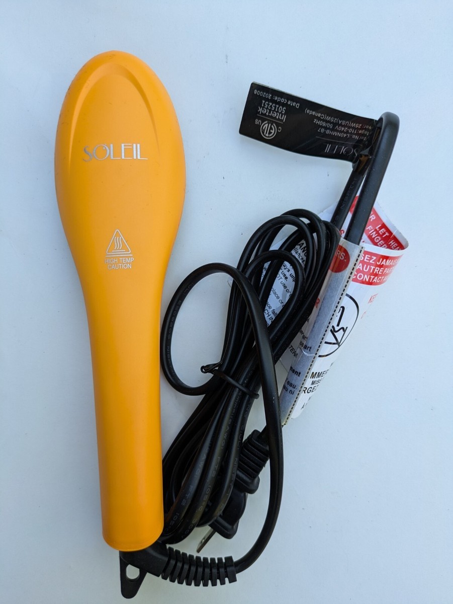 Soleil Hair Tools Mini Heat Brush Straightener in the color Apricot