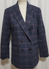 Ann Taylor LOFT Petites NWT Womens Purple Houndstooth Wool Tweed Blazer Size 4P