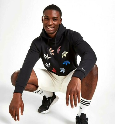 NEW MENS ADIDAS ORIGINALS SCATTERED TREFOIL PULLOVER HOODIE ~SIZE