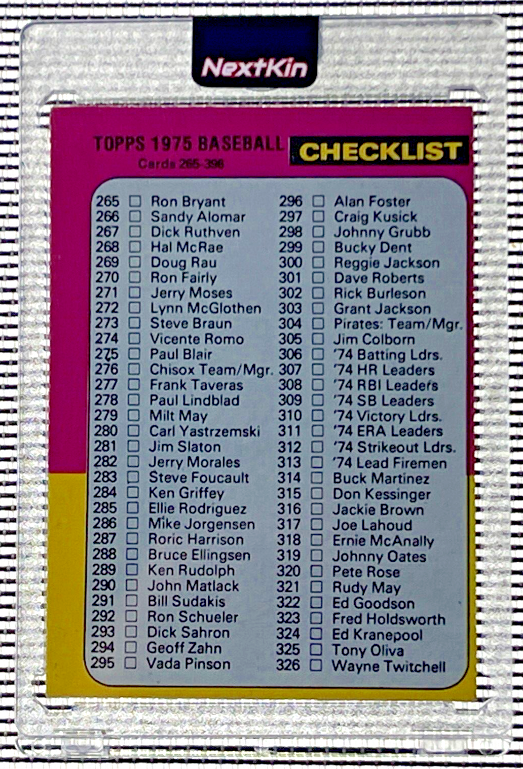 1975 Topps O-Pee-Chee French MLB Baseball #386 Unmarked Checklist Set Break