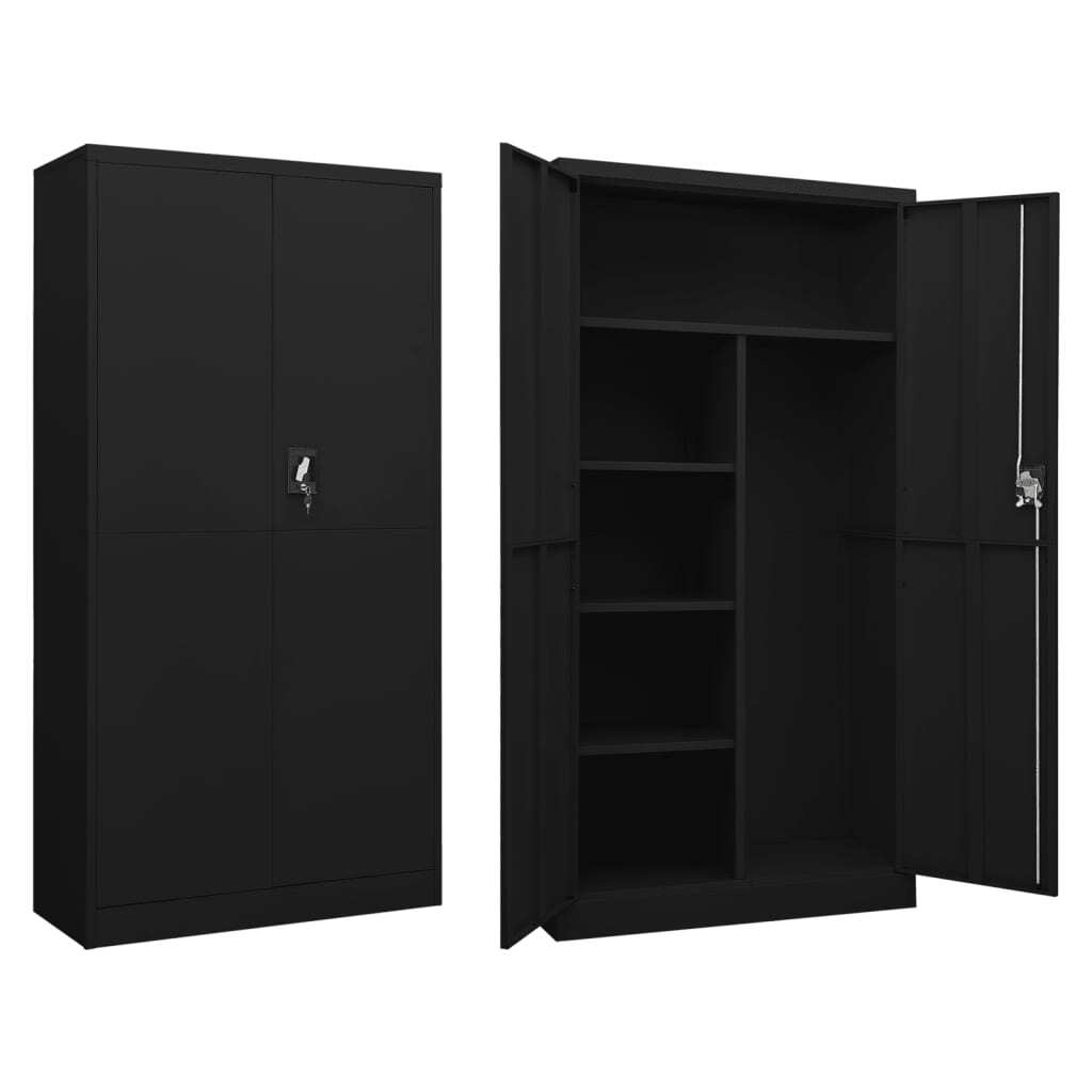 vidaXL Locker Cabinet Black 90x40x180 cm Steel