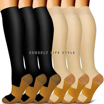 US Medias Calcetines De Compresion15-20 mmHg  Para Hombres Y Mujeres 3/6 Pares