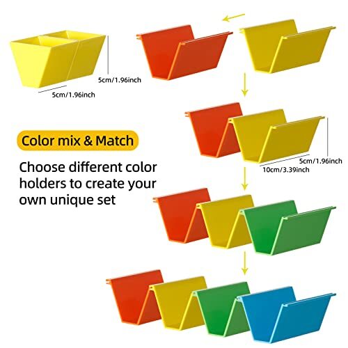 Colorful Taco Holder Stands - Set of 12 with 2 Condiment Dishes,Taco Tray - Photo 3/6