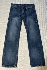 True Religion Bobby Super T Navy Blue Denim Jeans Made in USA Size 34 x 33