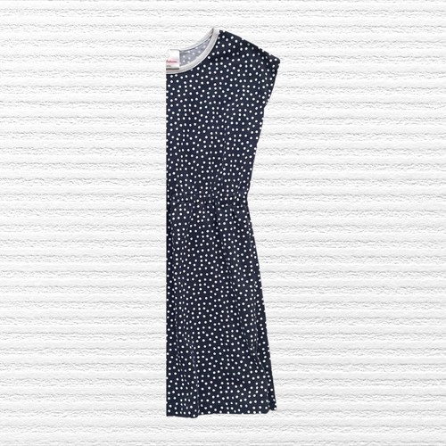 Hanna Andersson Playground Dress Navy Blue White Dot Cap Sleeve Pullover Sz 6-7 - Picture 6 of 11