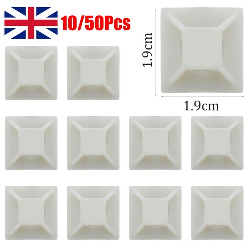 Self Adhesive Cable Wire Tie Mounts Clip Cord Square Sticky Base Pad Pack of 50 - 第 3/16 張圖片