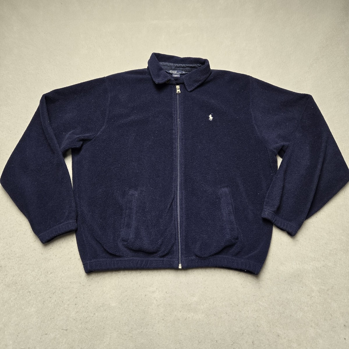 Vintage Polo Ralph Lauren Mens Size XL Blue Fleece Zip Jacket | eBay