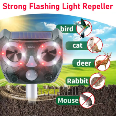 Upgraded Solar Ultrasonic Animal Repellent Dog Cat Skunk Deer Raccoon For Garden