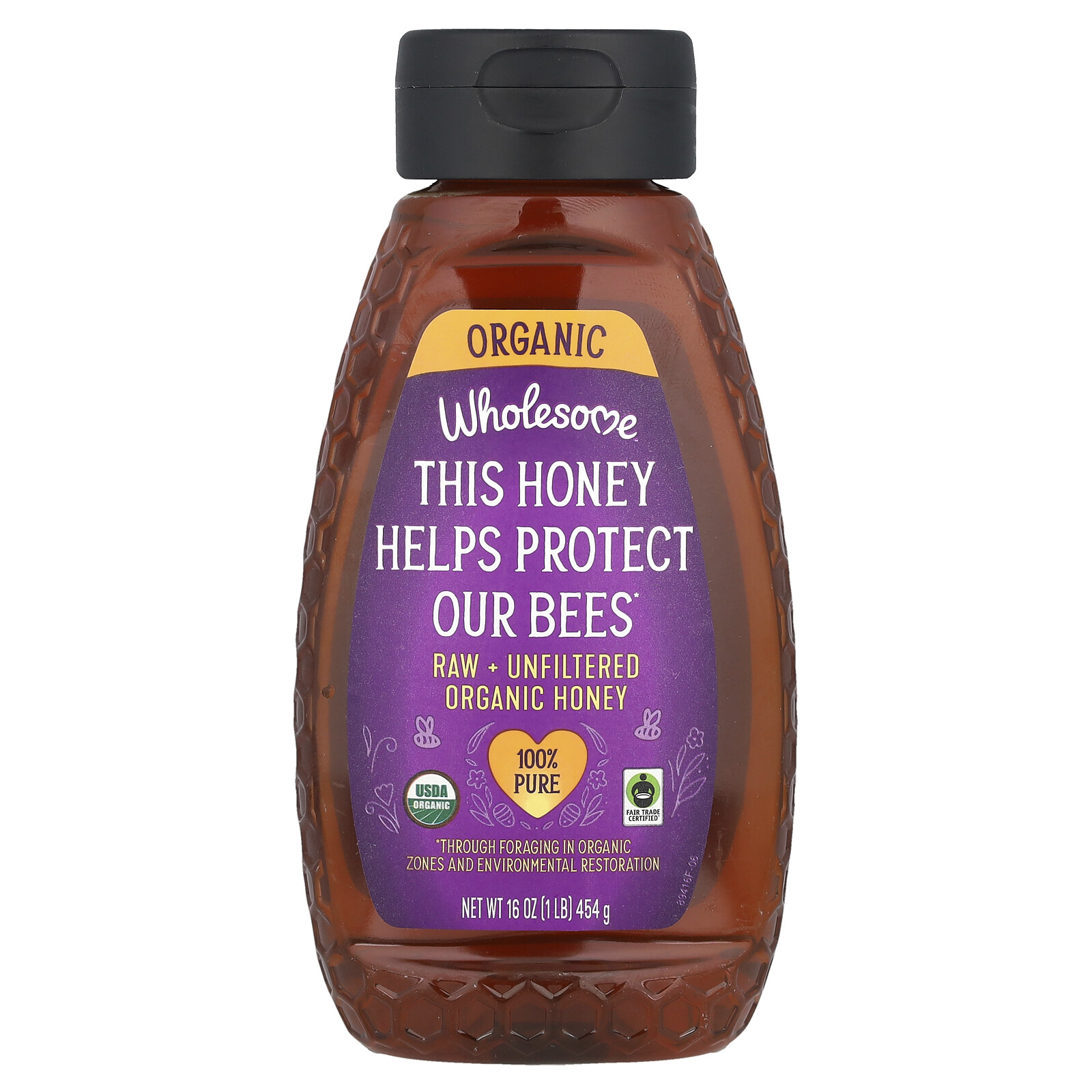 Сырой + нефильтрованный органический мед, 16 унций (454 г)