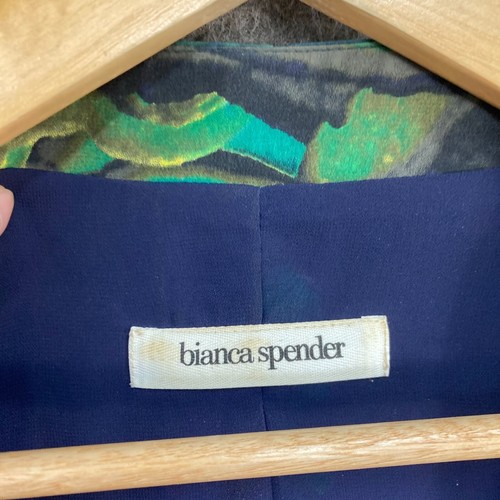 Bianca Spender Silk Jacket Womens 12 Green Blue Button Formal Event Blazer 7111 - Picture 4 of 15