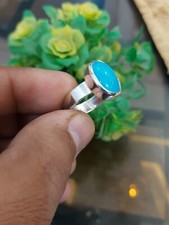 Decent Turquoise Ring Silver 925 Handmade Ring Sterling Silver Feroza Band Women