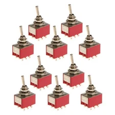 On/On Small Mini Toggle Switch 9 PIN Model  Red Pack of 10