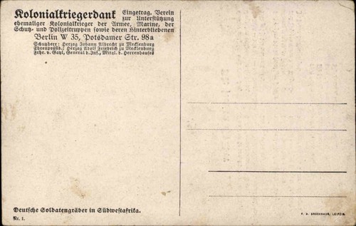 Militaria Postkarte Kolonialkriegerdank Deutsche Soldatengräber in Südwestafrika - Picture 2 of 2
