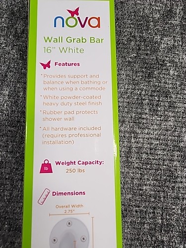 Nova 16" Weiß Schwerlast Stahl Wand Haltegriff 8016PC-R Badezimmer Dusche Badewanne - Bild 5 von 7